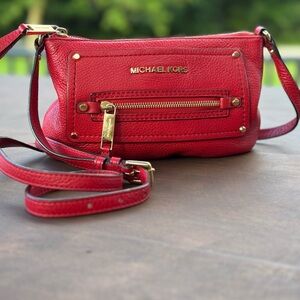 Michael Kors Red Leather Women's Crossbody Shoulder Bag